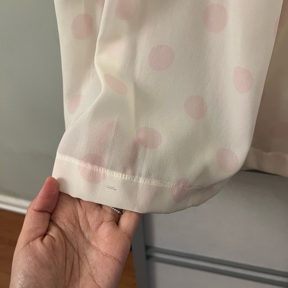 Christian Dior Vintage 6P (Fits like 0) Pleated Skirt Pink Polka Dots XS Ivory - Picture 9 of 16